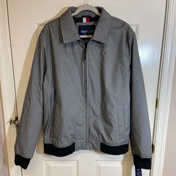 Tommy Hilfiger Men's THFlex Full Zip Jacket XL Grey Water Wind Resistant Outdoor - Picture 1 of 6